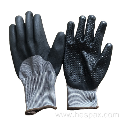 Hespax 3/4 Nitrile Microfoam Dotted Mechanic Safety Gloves